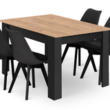 Ensemble de salle à manger avec table à manger et 4 chaises, table carrée 80x80 &amp; 120x80 cm et 4 chaises ergonomiques, idéal pour salon, cuisine et salle à manger Design moderne
