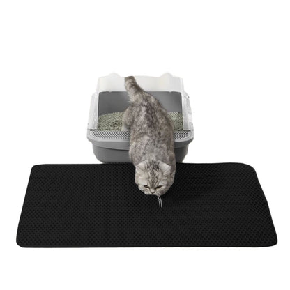 Bac à litière pour chat Tapis hygiénique noir double couche - Facile à nettoyer et à vider - Idéal pour les chats - Tapis résistant et antidérapant - 60 x 45 cm - Hygiénique et pratique pour un usage domestique