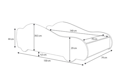 Lit voiture 70x140 | Lit d'enfant 80x160 cm lit d'adolescent avec protection antichute | Lit de jeu pour enfants Batman Batmobile Bat Car Lit de voiture en noir