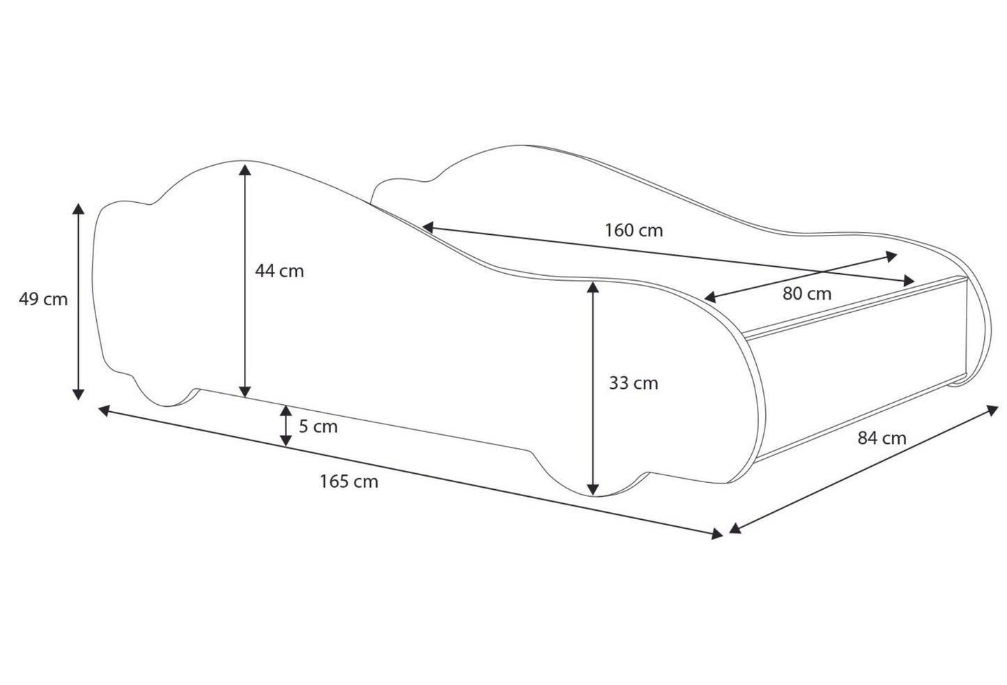 Lit voiture 70x140 | Lit d'enfant 80x160 cm lit d'adolescent avec protection antichute | Lit de jeu pour enfants Batman Batmobile Bat Car Lit de voiture en noir