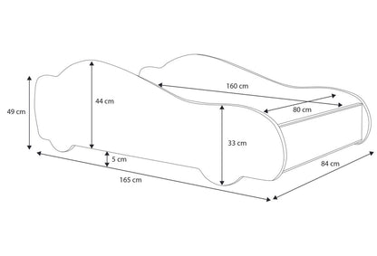 Lit voiture 70x140 | Lit d'enfant 80x160 cm lit d'adolescent avec protection antichute | Lit de jeu pour enfants Batman Batmobile Bat Car Lit de voiture en noir