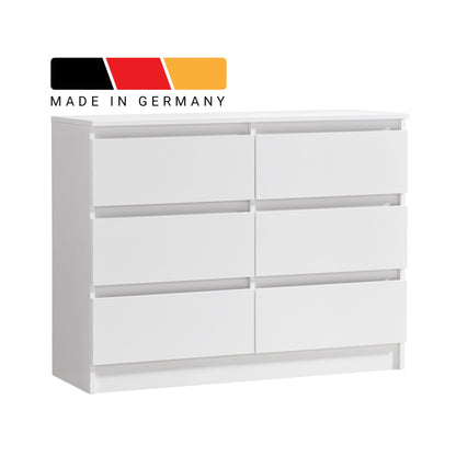 Kommode mit 6 Schubladen 100 | 120 | 140 cm breit 78 Höhe Kommode weiß Holz Schrank Kommode mit Schubladen Sideboard Highboard Anrichte Schlafzimmer Wohnzimmer Flur Büro Organizer