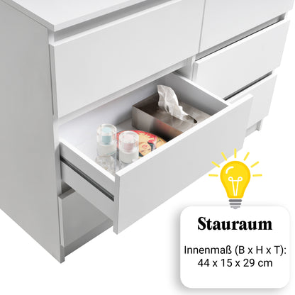 Commode 6 tiroirs 100 | 120 | 140 cm de large 78 hauteur commode armoire en bois blanc commode buffet buffet haut buffet chambre salon couloir organisateur de bureau