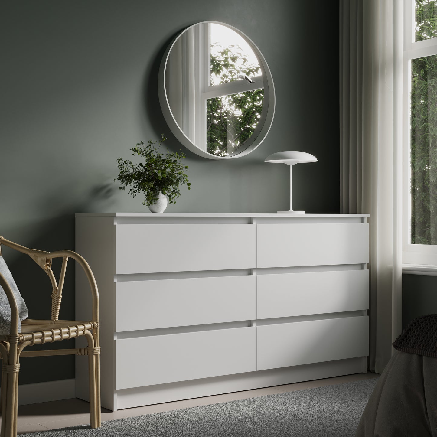 Kommode mit 6 Schubladen 95 | 120 | 140 cm breit Kommode Holz Schrank Kommode mit Schubladen Sideboard Highboard Anrichte Schlafzimmer Wohnzimmer Flur Büro Organizer