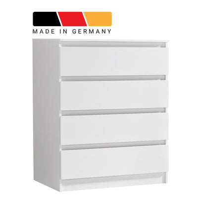 Kommode mit 4 Schubladen 80x100 cm Kommode weiß schmal Holz Schrank Kommode mit Schubladen Sideboard Highboard Anrichte Schlafzimmer Wohnzimmer Flur Büro Organizer Breite 80 cm Höhe 100 cm