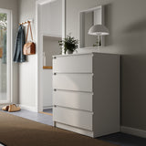 Kommode mit 4 Schubladen 76 & 80 cm Breite Kommode schmal Holz Schrank Kommode mit Schubladen Sideboard Highboard Anrichte Schlafzimmer Wohnzimmer Flur Büro Organizer