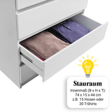 Kommode mit 4 Schubladen 76 & 80 cm Breite Kommode schmal Holz Schrank Kommode mit Schubladen Sideboard Highboard Anrichte Schlafzimmer Wohnzimmer Flur Büro Organizer