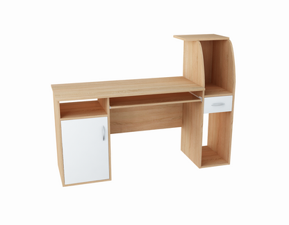 Schreibtisch mit 2 Regalen, Höhe 112 cm, Computertisch Breite 150 cm, Laminatplatte, ideal für Büro, Wohnzimmer oder Jugendzimmer, mit geräumiger Arbeitsplatte, Regalen und Schublade