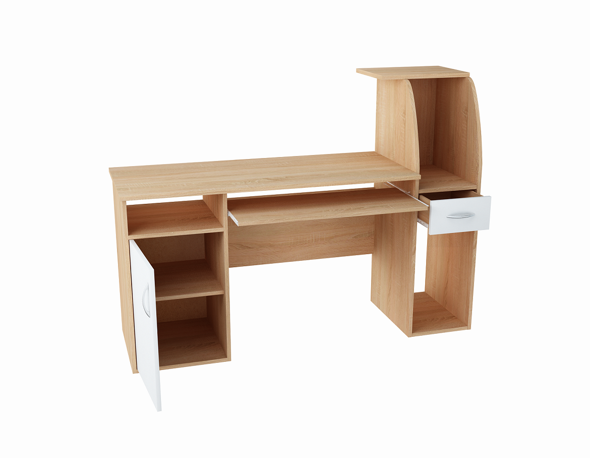 Schreibtisch mit 2 Regalen, Höhe 112 cm, Computertisch Breite 150 cm, Laminatplatte, ideal für Büro, Wohnzimmer oder Jugendzimmer, mit geräumiger Arbeitsplatte, Regalen und Schublade