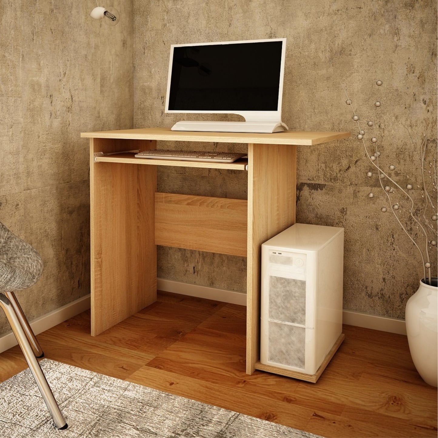 Bureau avec étagères Bureau d'ordinateur stable - 74x 80 x 50 cm - Idéal pour le bureau à domicile, la chambre, le salon ou la chambre d'enfants, en panneau stratifié durable avec une surface mate