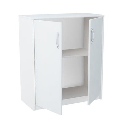 Commode de 74 cm de large en finition mate, commode avec 2 portes et 1 étagère, armoire avec poignées en polymère de haute qualité Idéale pour chambre, salon, couloir - En bois lamellé