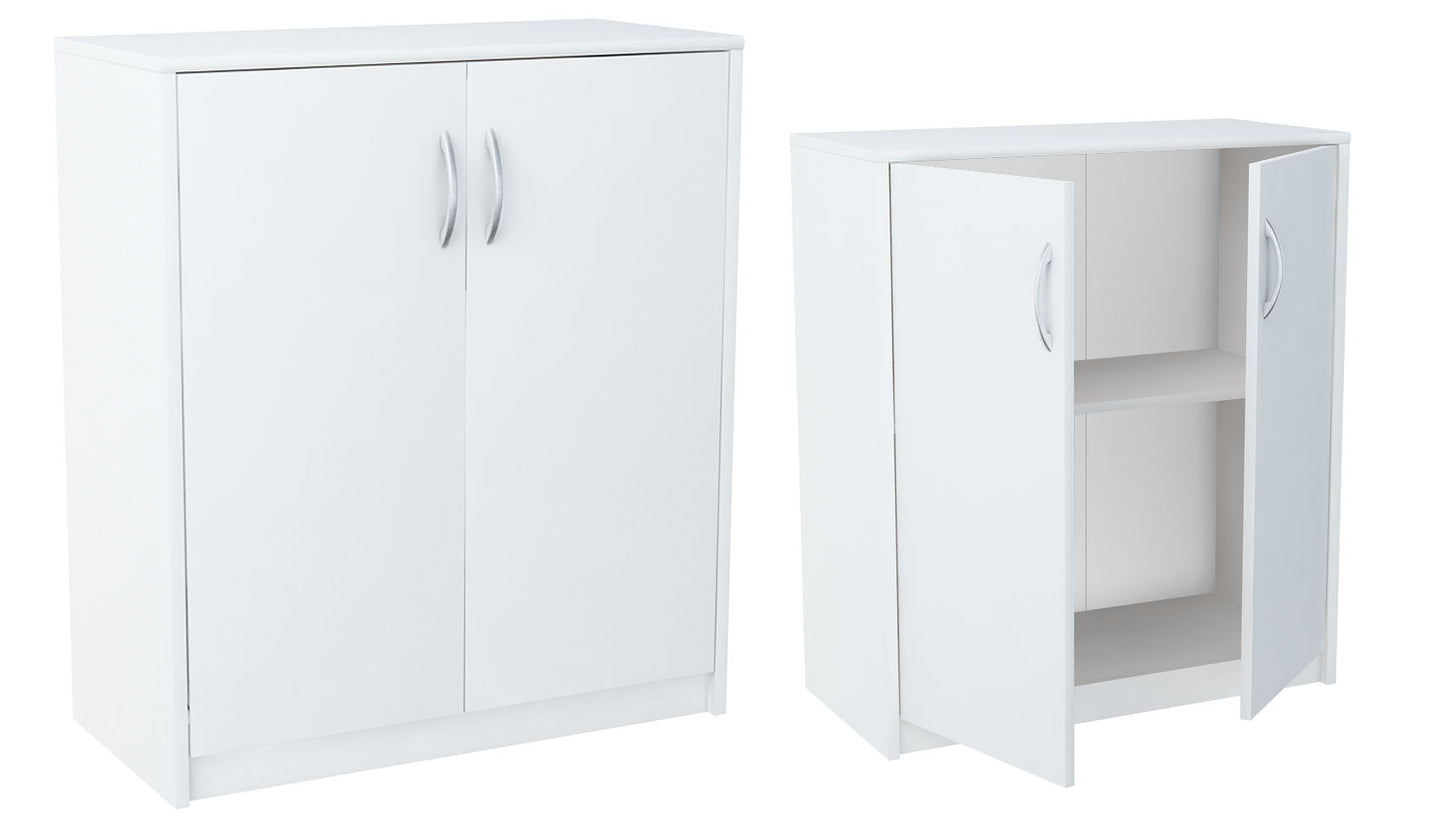 Commode de 74 cm de large en finition mate, commode avec 2 portes et 1 étagère, armoire avec poignées en polymère de haute qualité Idéale pour chambre, salon, couloir - En bois lamellé