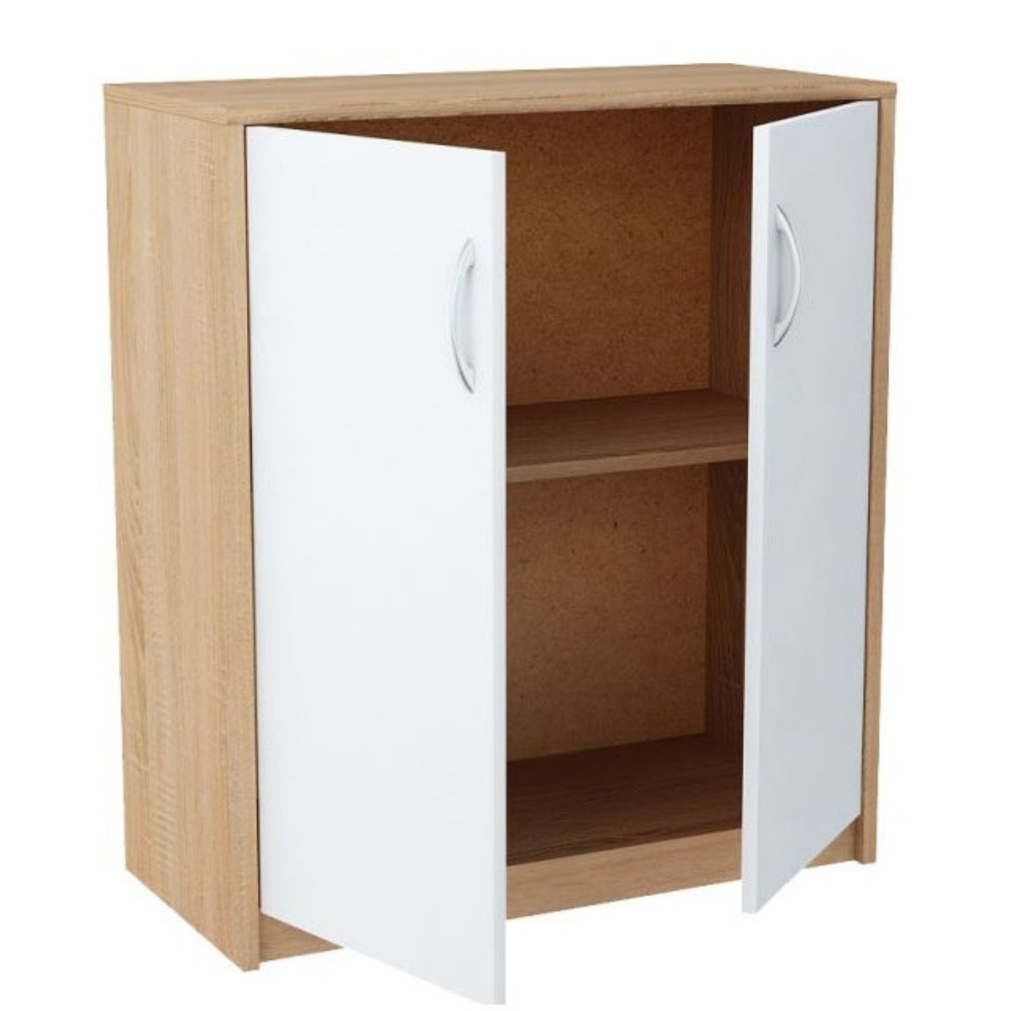 Kommode 74cm breit in matter Ausführung, Kommode mit 2 Türen und 1 Regal, Schrank mit hochwertigen Polymergriffen Ideal für Schlafzimmer, Wohnzimmer, Flur – Hergestellt aus laminiertem Holz