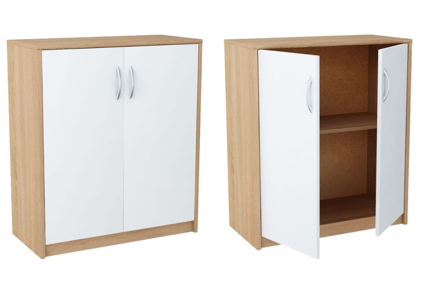 Kommode 74cm breit in matter Ausführung, Kommode mit 2 Türen und 1 Regal, Schrank mit hochwertigen Polymergriffen Ideal für Schlafzimmer, Wohnzimmer, Flur – Hergestellt aus laminiertem Holz