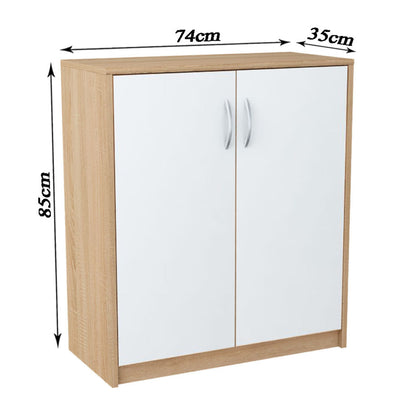 Kommode 74cm breit in matter Ausführung, Kommode mit 2 Türen und 1 Regal, Schrank mit hochwertigen Polymergriffen Ideal für Schlafzimmer, Wohnzimmer, Flur – Hergestellt aus laminiertem Holz