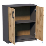 Kommode 74cm breit in matter Ausführung, Kommode mit 2 Türen und 1 Regal, Schrank mit hochwertigen Polymergriffen Ideal für Schlafzimmer, Wohnzimmer, Flur – Hergestellt aus laminiertem Holz