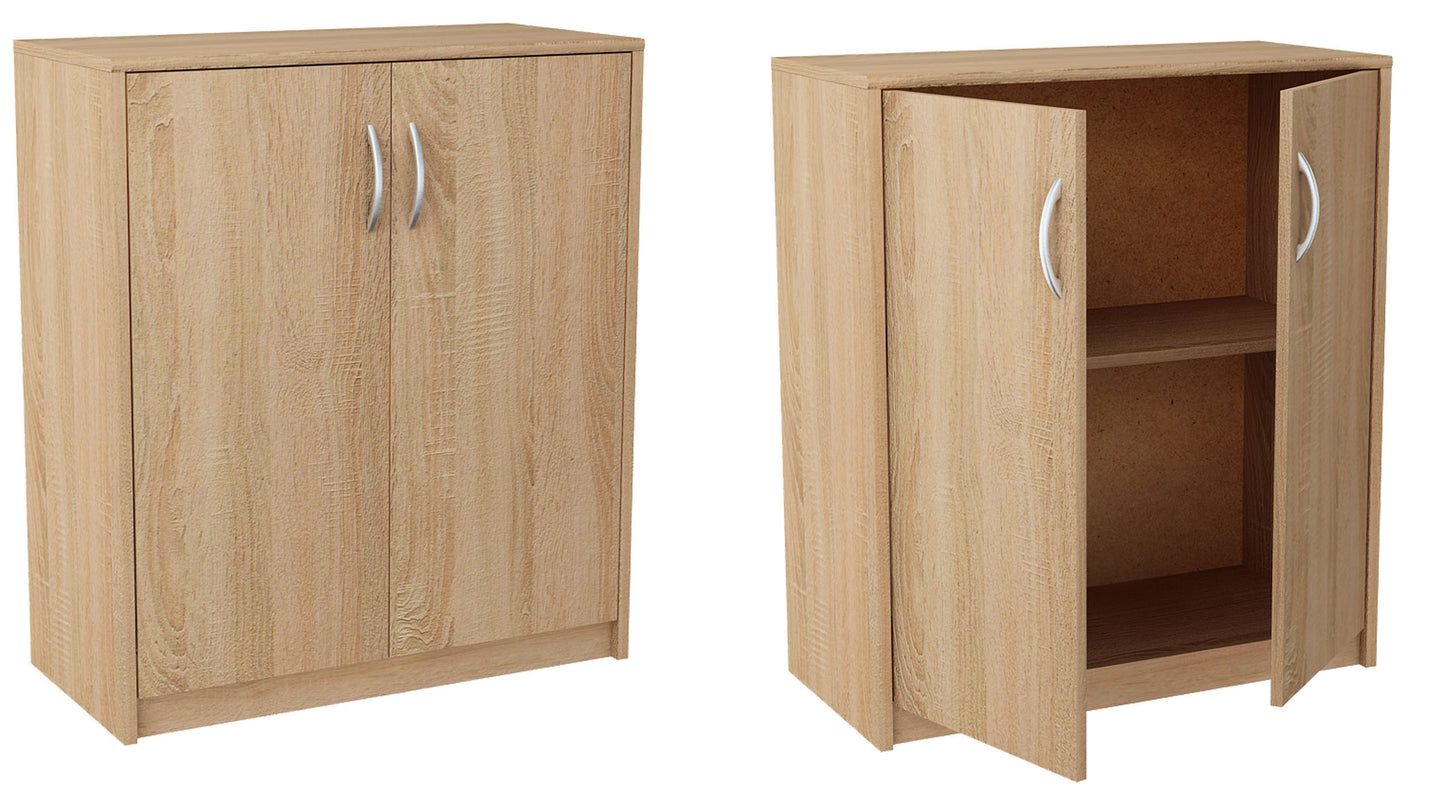 Kommode 74cm breit in matter Ausführung, Kommode mit 2 Türen und 1 Regal, Schrank mit hochwertigen Polymergriffen Ideal für Schlafzimmer, Wohnzimmer, Flur – Hergestellt aus laminiertem Holz