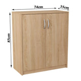 Kommode 74cm breit in matter Ausführung, Kommode mit 2 Türen und 1 Regal, Schrank mit hochwertigen Polymergriffen Ideal für Schlafzimmer, Wohnzimmer, Flur – Hergestellt aus laminiertem Holz