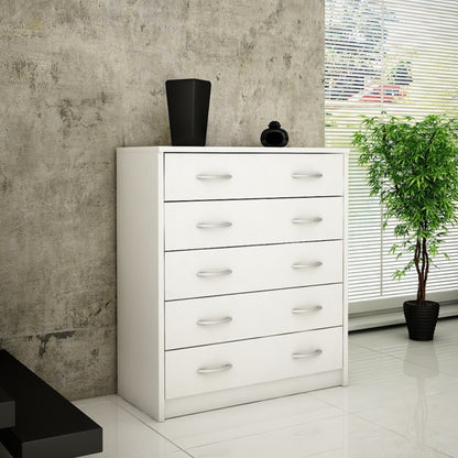 Kommode mit 5 Schubladen mit matter Oberfläche, Kommode 74cm breit Holz Schrank Kommode mit Schubladen Sideboard Highboard Anrichte Schlafzimmer Wohnzimmer Flur Büro Organizer