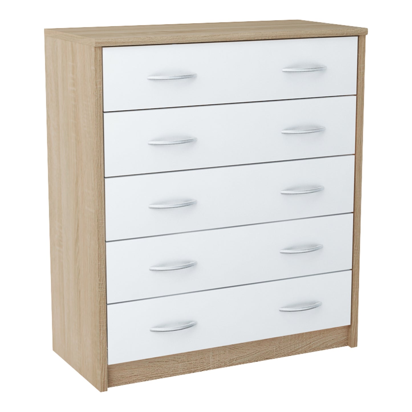 Kommode mit 5 Schubladen mit matter Oberfläche, Kommode 74cm breit Holz Schrank Kommode mit Schubladen Sideboard Highboard Anrichte Schlafzimmer Wohnzimmer Flur Büro Organizer