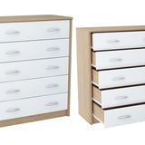 Kommode mit 5 Schubladen mit matter Oberfläche, Kommode 74cm breit Holz Schrank Kommode mit Schubladen Sideboard Highboard Anrichte Schlafzimmer Wohnzimmer Flur Büro Organizer