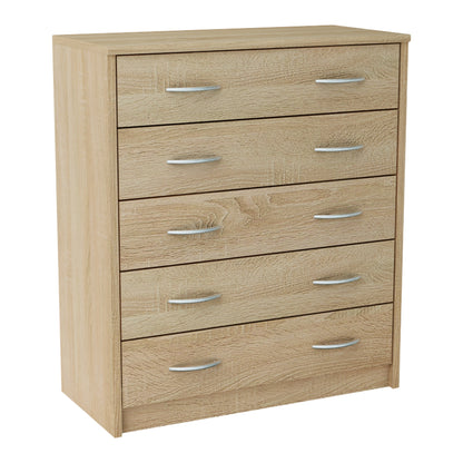 Kommode mit 5 Schubladen mit matter Oberfläche, Kommode 74cm breit Holz Schrank Kommode mit Schubladen Sideboard Highboard Anrichte Schlafzimmer Wohnzimmer Flur Büro Organizer