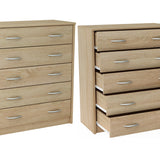 Kommode mit 5 Schubladen mit matter Oberfläche, Kommode 74cm breit Holz Schrank Kommode mit Schubladen Sideboard Highboard Anrichte Schlafzimmer Wohnzimmer Flur Büro Organizer