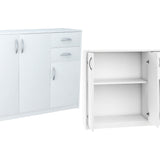 Kommode mit 2 Schubladen und 3 Türen in matter Ausführung, Kommode 110cm breit mit hochwertigen Polymergriffen Holz Schrank Kommode mit Schubladen - Aus laminierter Platte gefertigt