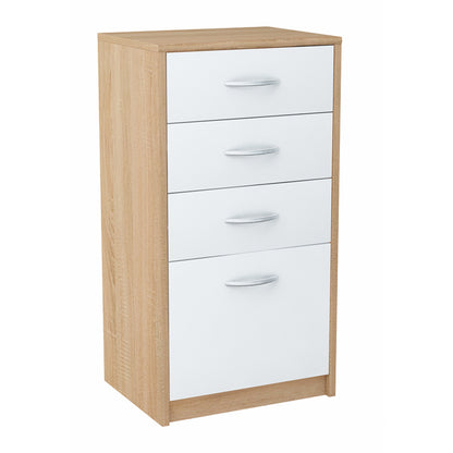 Kommode mit 4 Schubladen mit matter Oberfläche, Kommode 45cm breit Holz Schrank Kommode mit Schubladen Sideboard Highboard Anrichte Schlafzimmer Wohnzimmer Flur Büro Organizer