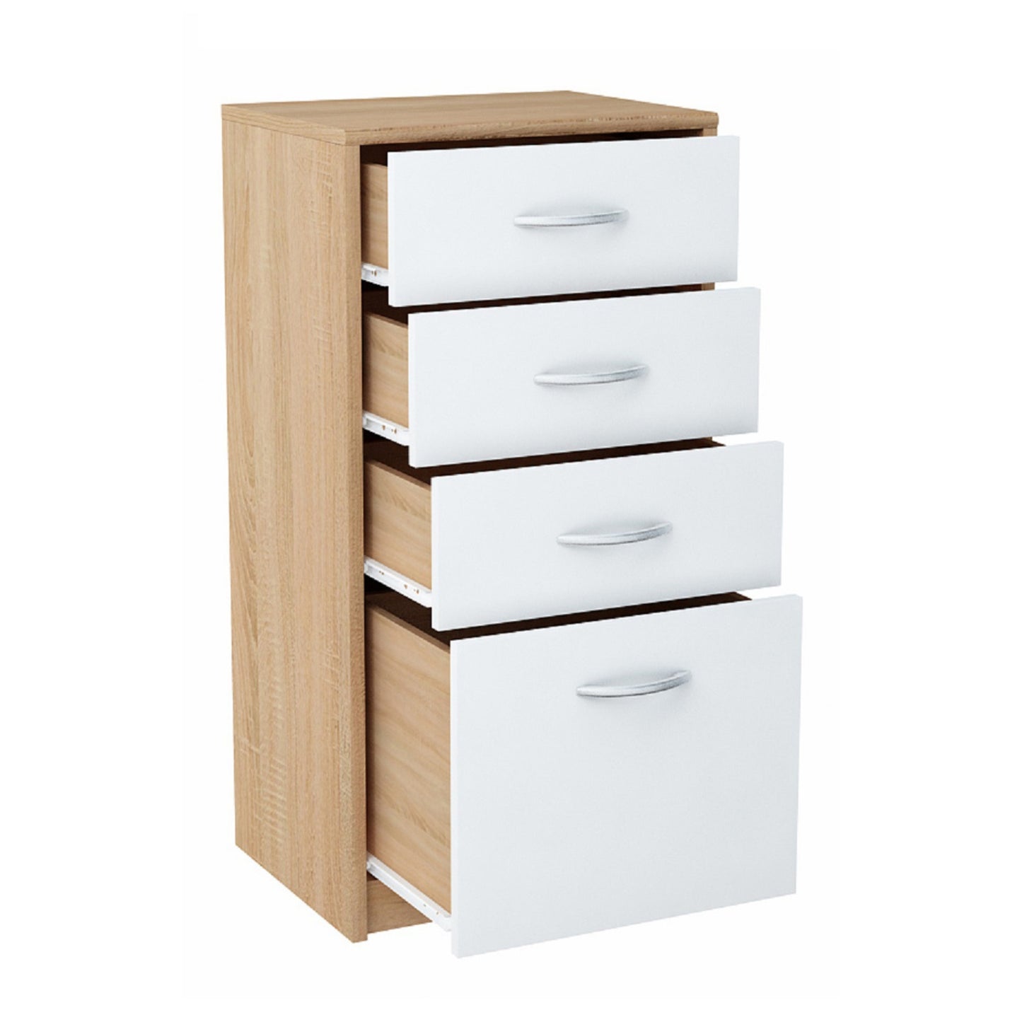 Kommode mit 4 Schubladen mit matter Oberfläche, Kommode 45cm breit Holz Schrank Kommode mit Schubladen Sideboard Highboard Anrichte Schlafzimmer Wohnzimmer Flur Büro Organizer