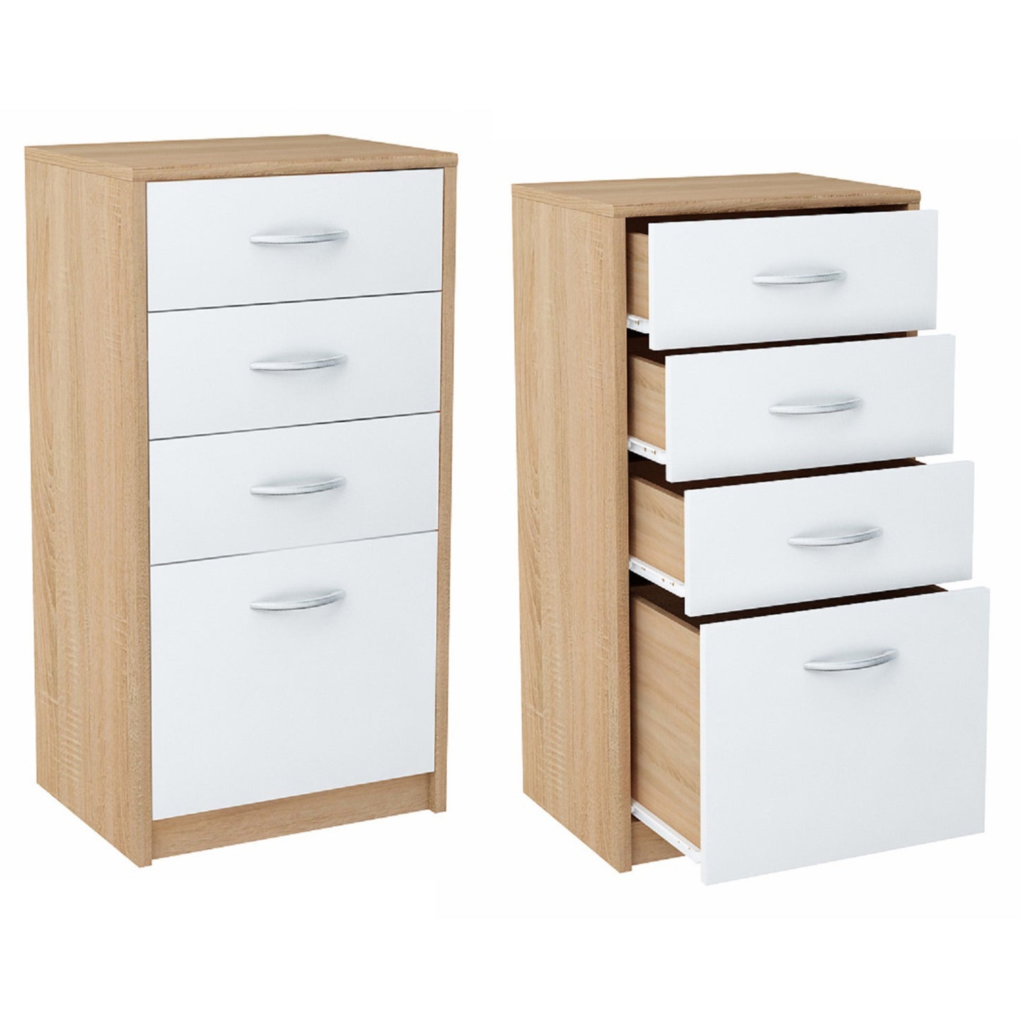 Kommode mit 4 Schubladen mit matter Oberfläche, Kommode 45cm breit Holz Schrank Kommode mit Schubladen Sideboard Highboard Anrichte Schlafzimmer Wohnzimmer Flur Büro Organizer