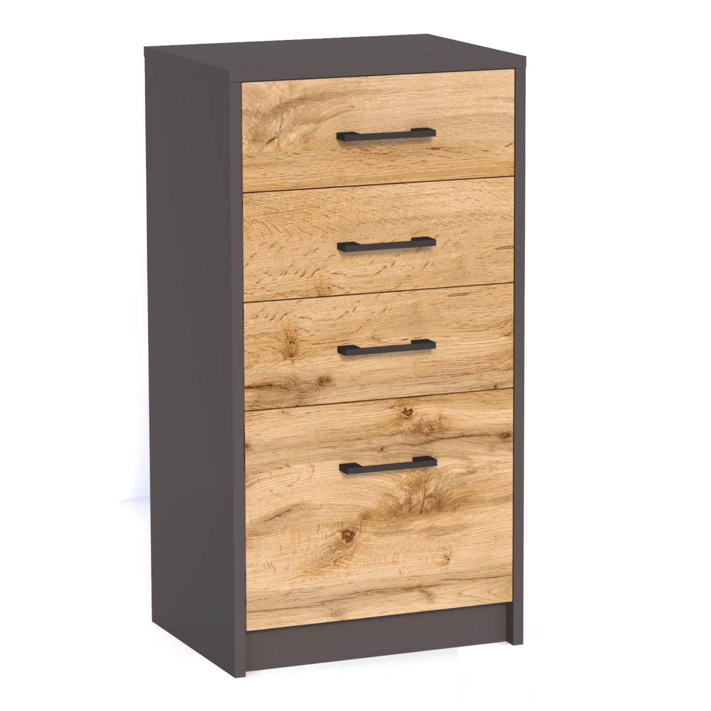 Kommode mit 4 Schubladen mit matter Oberfläche, Kommode 45cm breit Holz Schrank Kommode mit Schubladen Sideboard Highboard Anrichte Schlafzimmer Wohnzimmer Flur Büro Organizer