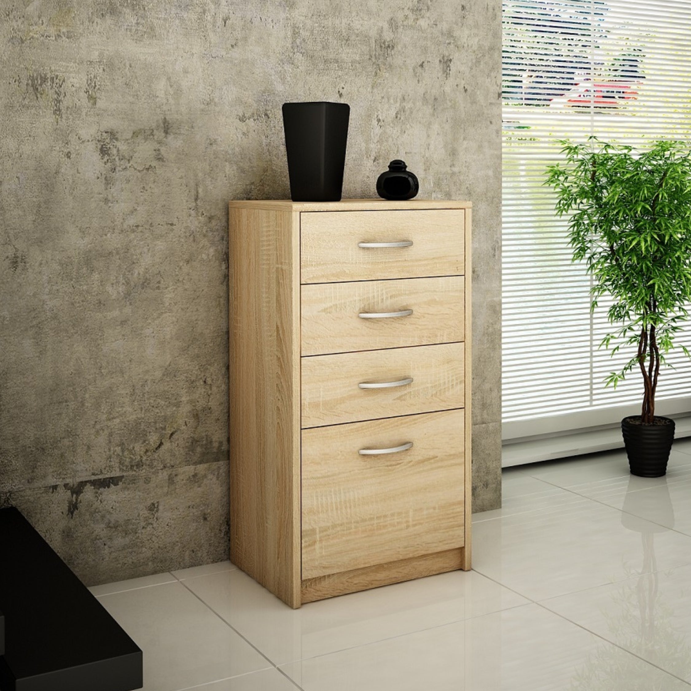 Kommode mit 4 Schubladen mit matter Oberfläche, Kommode 45cm breit Hol – HomeCollectiveBerlin