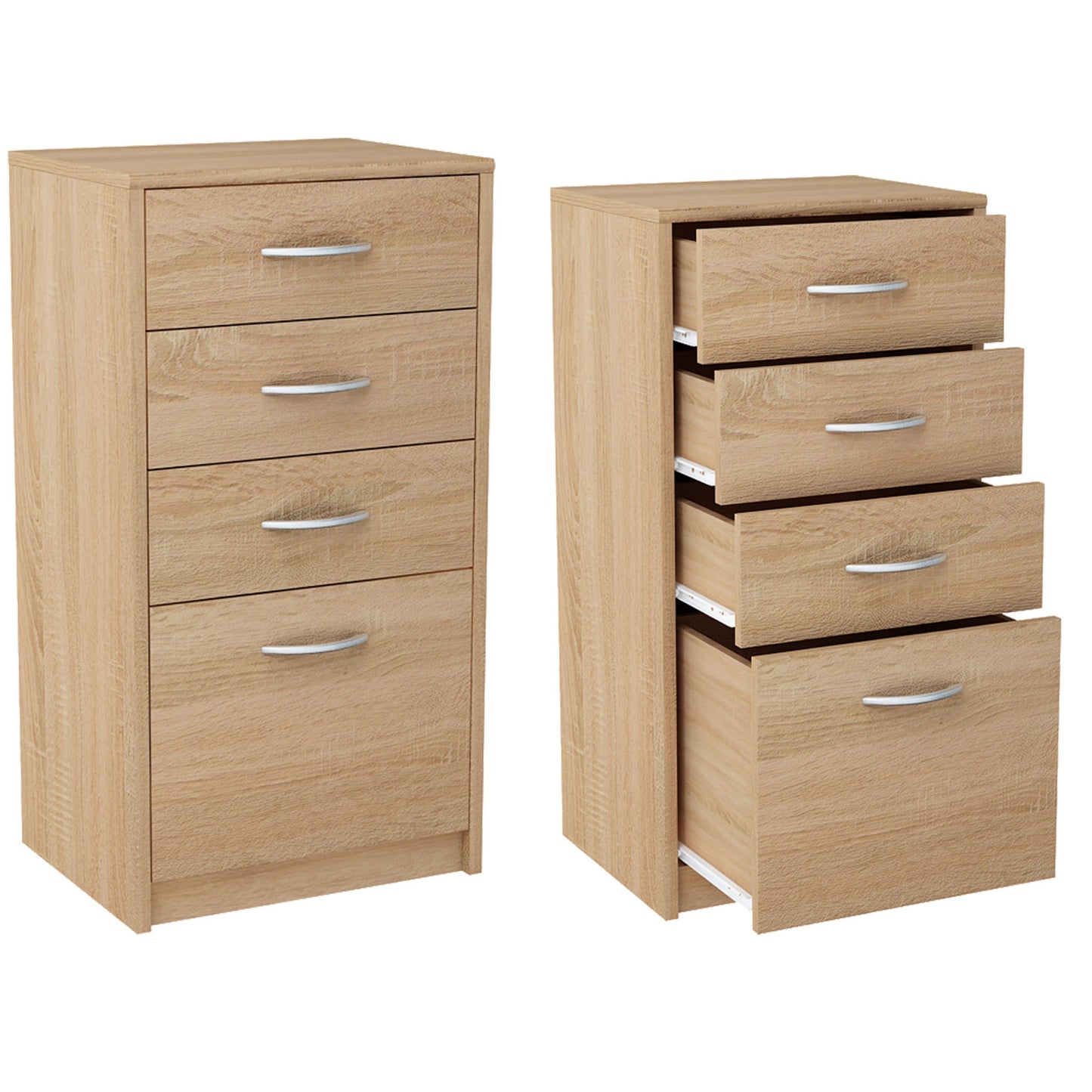 Kommode mit 4 Schubladen mit matter Oberfläche, Kommode 45cm breit Holz Schrank Kommode mit Schubladen Sideboard Highboard Anrichte Schlafzimmer Wohnzimmer Flur Büro Organizer