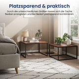 Lot de 2 tables basses carrées en bois, table de salon moderne, table d'appoint 2 en 1 avec structure en métal pour salon, bureau, table d'appoint design Loft TWIN, surface résistante aux rayures