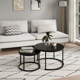 Lot de 2 tables basses carrées en bois, table de salon moderne, table d'appoint 2 en 1 avec structure en métal pour salon, bureau, table d'appoint design Loft TWIN, surface résistante aux rayures