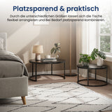 Lot de 2 tables basses carrées en bois, table de salon moderne, table d'appoint 2 en 1 avec structure en métal pour salon, bureau, table d'appoint design Loft TWIN, surface résistante aux rayures