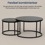 Lot de 2 tables basses carrées en bois, table de salon moderne, table d'appoint 2 en 1 avec structure en métal pour salon, bureau, table d'appoint design Loft TWIN, surface résistante aux rayures