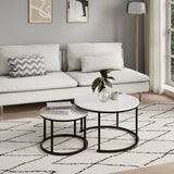 Lot de 2 tables basses carrées en bois, table de salon moderne, table d'appoint 2 en 1 avec structure en métal pour salon, bureau, table d'appoint design Loft TWIN, surface résistante aux rayures