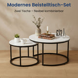 Lot de 2 tables basses carrées en bois, table de salon moderne, table d'appoint 2 en 1 avec structure en métal pour salon, bureau, table d'appoint design Loft TWIN, surface résistante aux rayures