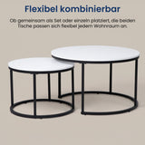 Lot de 2 tables basses carrées en bois, table de salon moderne, table d'appoint 2 en 1 avec structure en métal pour salon, bureau, table d'appoint design Loft TWIN, surface résistante aux rayures