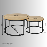 Lot de 2 tables basses carrées en bois, table de salon moderne, table d'appoint 2 en 1 avec structure en métal pour salon, bureau, table d'appoint design Loft TWIN, surface résistante aux rayures