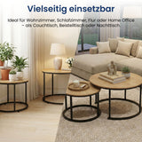 Lot de 2 tables basses carrées en bois, table de salon moderne, table d'appoint 2 en 1 avec structure en métal pour salon, bureau, table d'appoint design Loft TWIN, surface résistante aux rayures