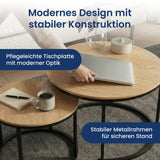 Lot de 2 tables basses carrées en bois, table de salon moderne, table d'appoint 2 en 1 avec structure en métal pour salon, bureau, table d'appoint design Loft TWIN, surface résistante aux rayures