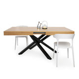 Esstisch ausziehbar | Verlängerbar von 140 cm auf 170 cm | Moderner Esszimmertisch mit gekreuzten Metallbeinen für 6 bis 8 Personen | Robuste Tischplatte | 140-170x90 cm (LxB) | Holzoptik