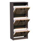 Schuhschrank mit 3 aufklappbaren Schubladen, Schuhregal mit 3 Fächern weiche abgerundete Kanten, 50 cm breit, laminierte Platte, matte Oberfläche, platzsparende Schuhaufbewahrung