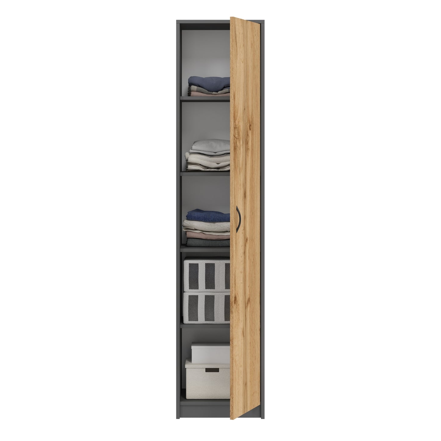 Armoire polyvalente, 40 cm de largeur et 180 cm de hauteur avec quatre étagères, armoire de rangement étroite en bois MDF