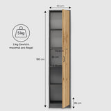 Schrank Mehrzweckschrank 40 und 50 cm Breite 180 cm Höhe mit vier Einlegeböden schmaler Aktenschrank Organizer Kleiderschrank aus MDF Holz