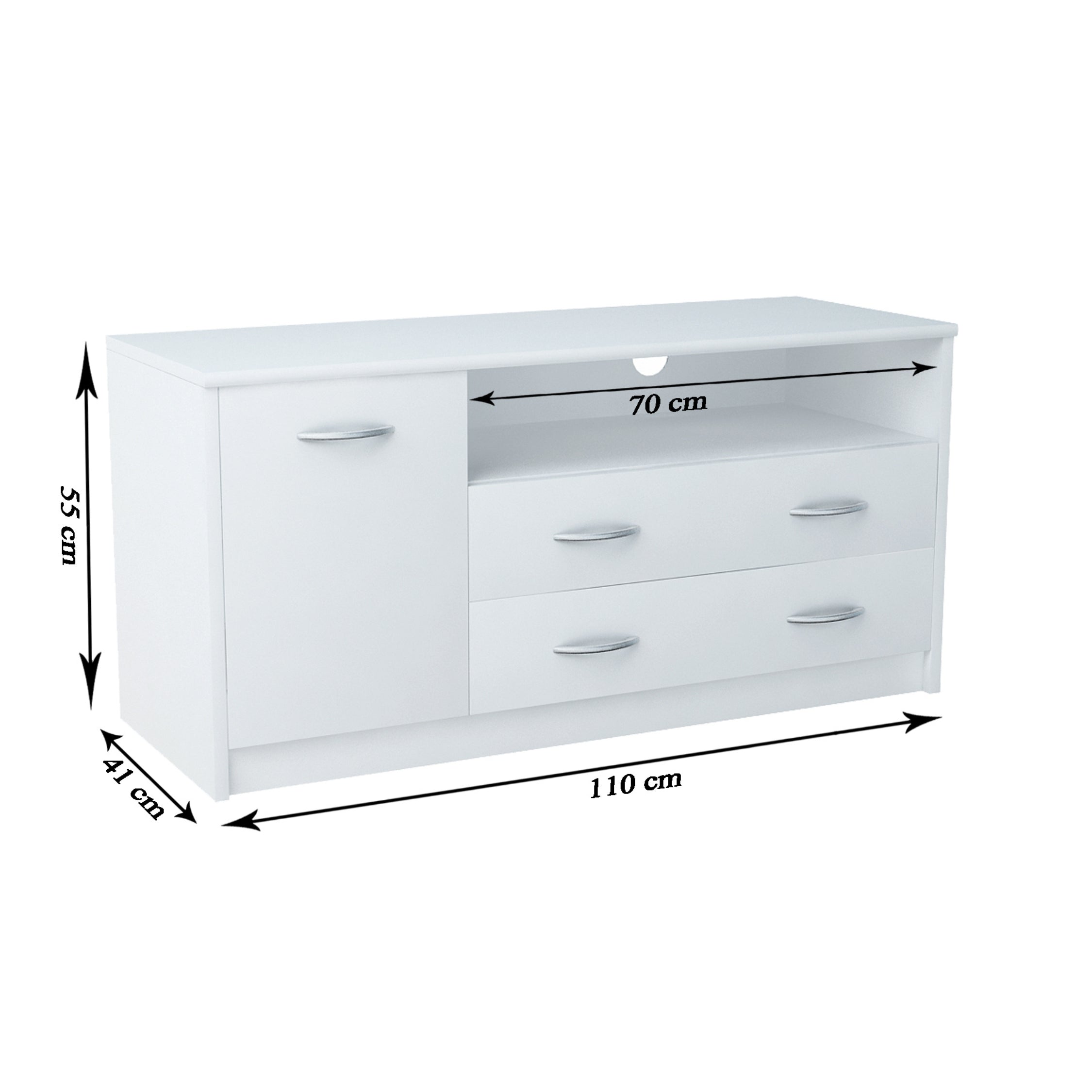 TV-Schrank 110cm breit Lowboard mit matter Oberfläche Fernsehtisch mit – HomeCollectiveBerlin