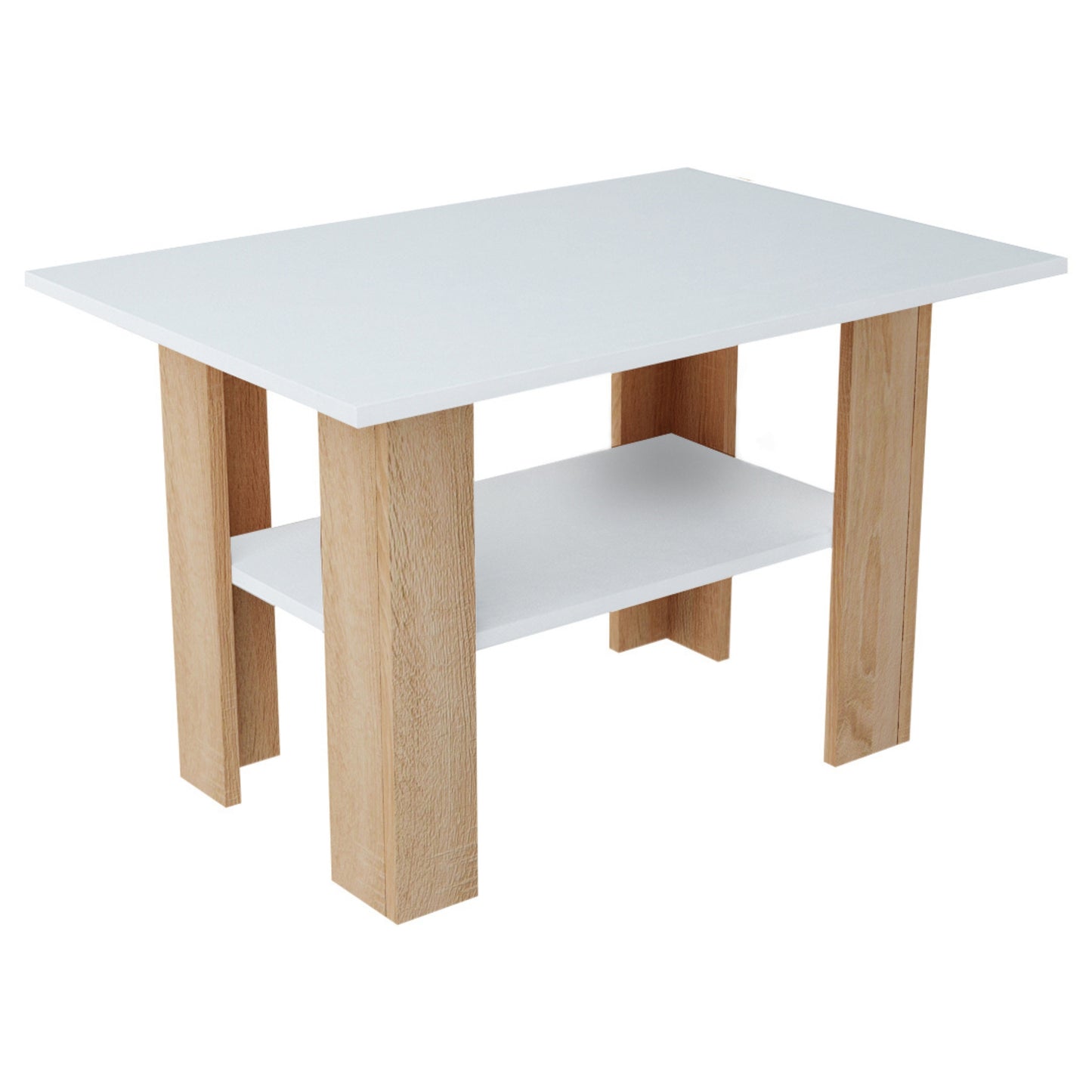 Couchtisch mit Ablage Tisch mit matter Oberfläche, Beistelltisch 87 cm breit Loft Design Ideal für Schlafzimmer, Wohnzimmer aus laminiertem Holz, 1 Ablage für zusätzlichen Stauraum